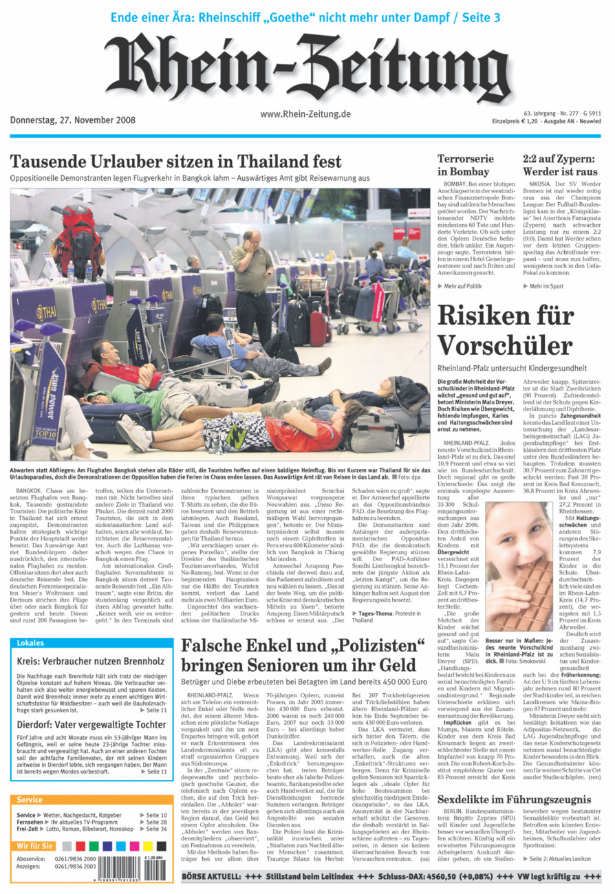Rhein-Zeitung Kreis Neuwied vom Donnerstag, 27.11.2008