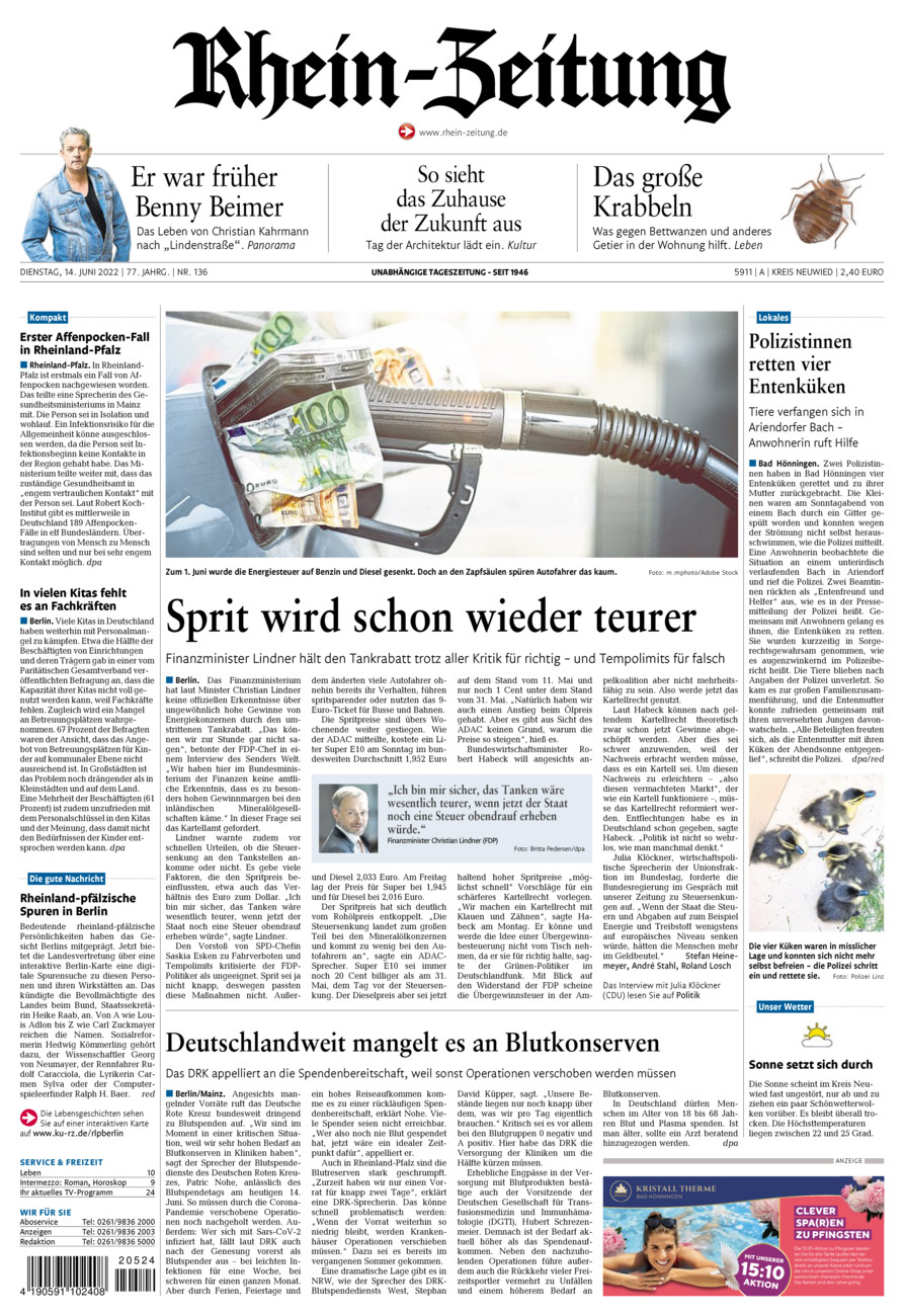 Rhein-Zeitung Kreis Neuwied vom Dienstag, 14.06.2022