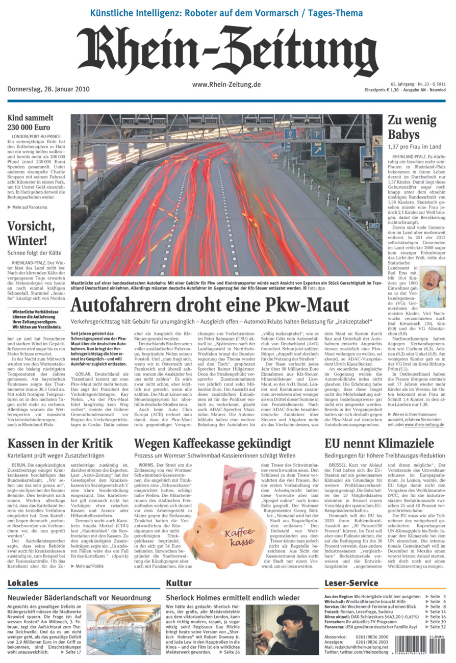 Rhein-Zeitung Kreis Neuwied vom Donnerstag, 28.01.2010