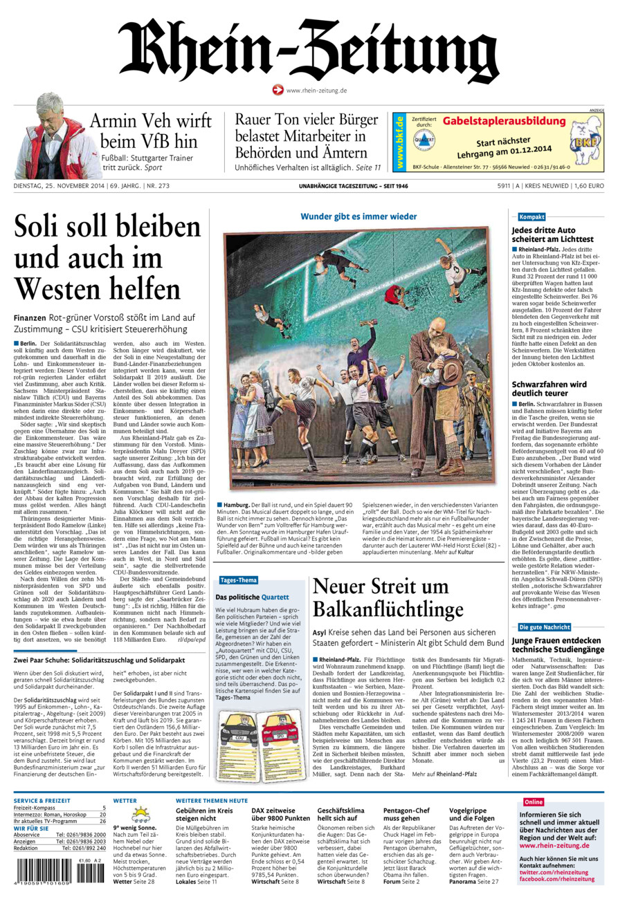Rhein-Zeitung Kreis Neuwied vom Dienstag, 25.11.2014