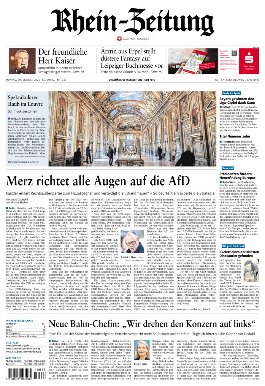 Rhein-Zeitung Kreis Neuwied vom Montag, 20.10.2025
