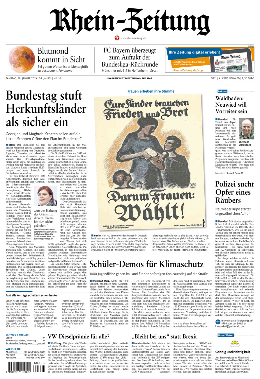 Rhein-Zeitung Kreis Neuwied vom Samstag, 19.01.2019