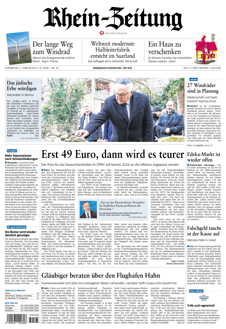 Rhein-Zeitung Kreis Neuwied vom Donnerstag, 02.02.2023