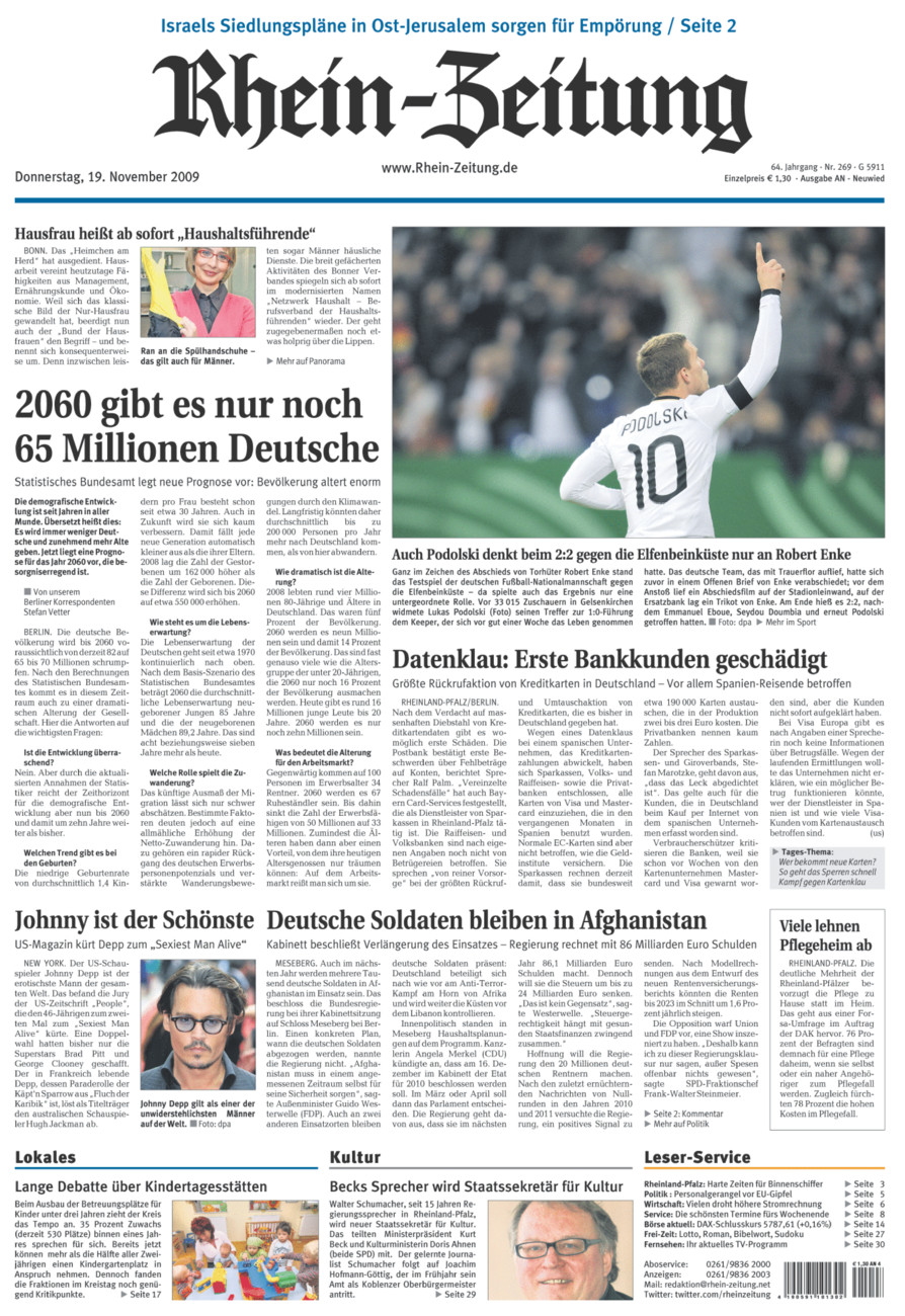 Rhein-Zeitung Kreis Neuwied vom Donnerstag, 19.11.2009
