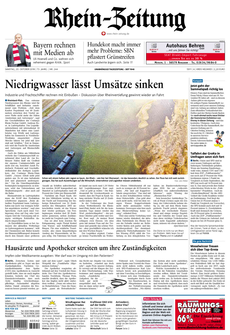 Rhein-Zeitung Kreis Neuwied vom Samstag, 20.10.2018