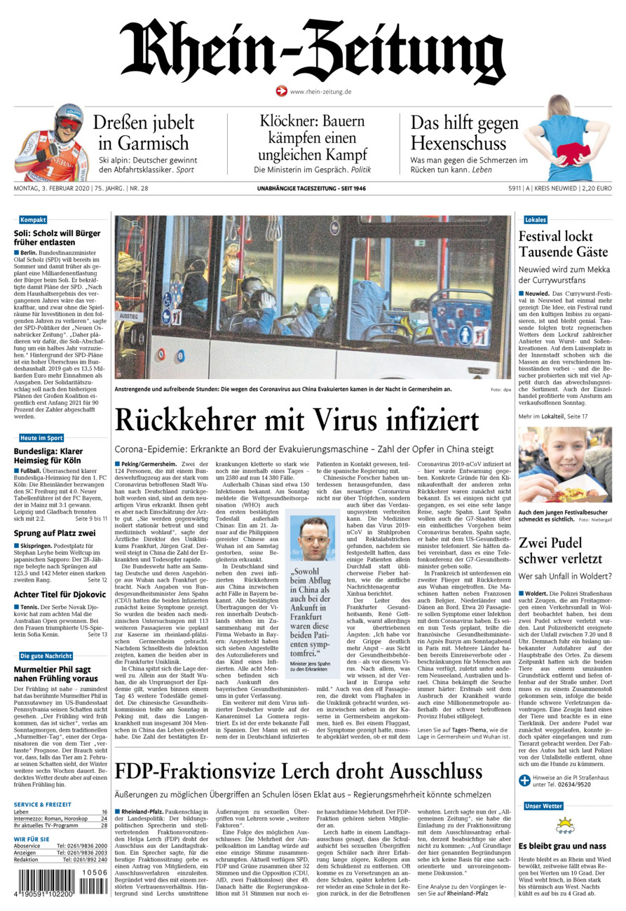 Rhein-Zeitung Kreis Neuwied vom Montag, 03.02.2020