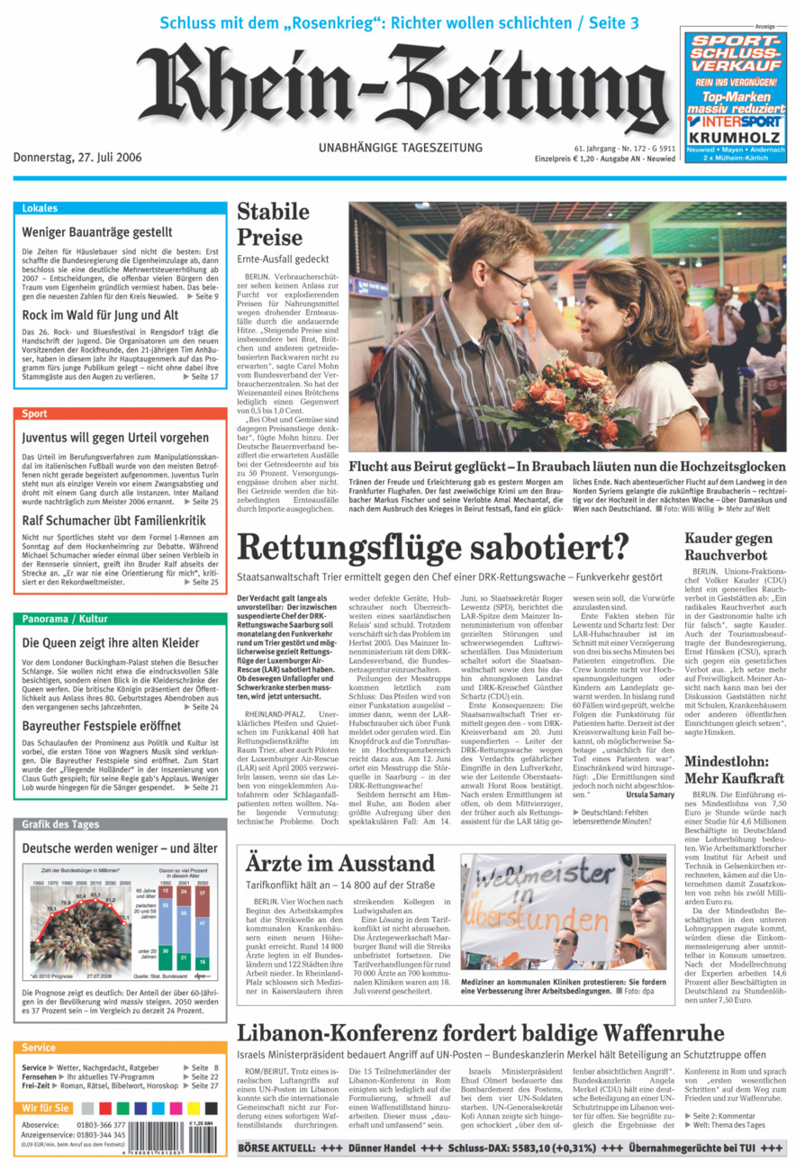Rhein-Zeitung Kreis Neuwied vom Donnerstag, 27.07.2006