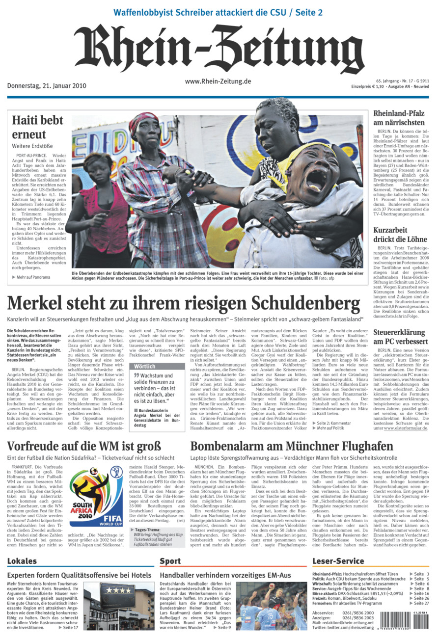 Rhein-Zeitung Kreis Neuwied vom Donnerstag, 21.01.2010