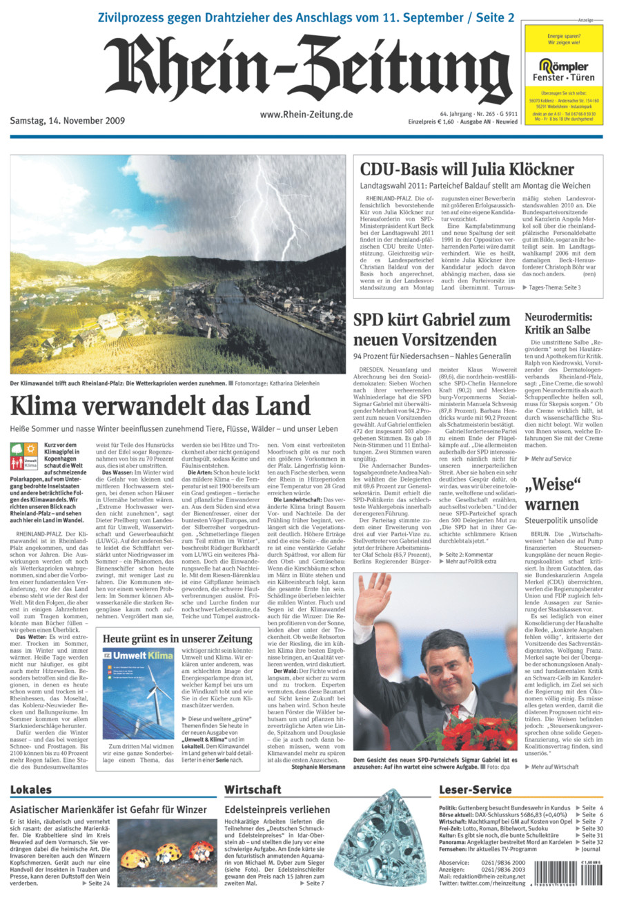 Rhein-Zeitung Kreis Neuwied vom Samstag, 14.11.2009