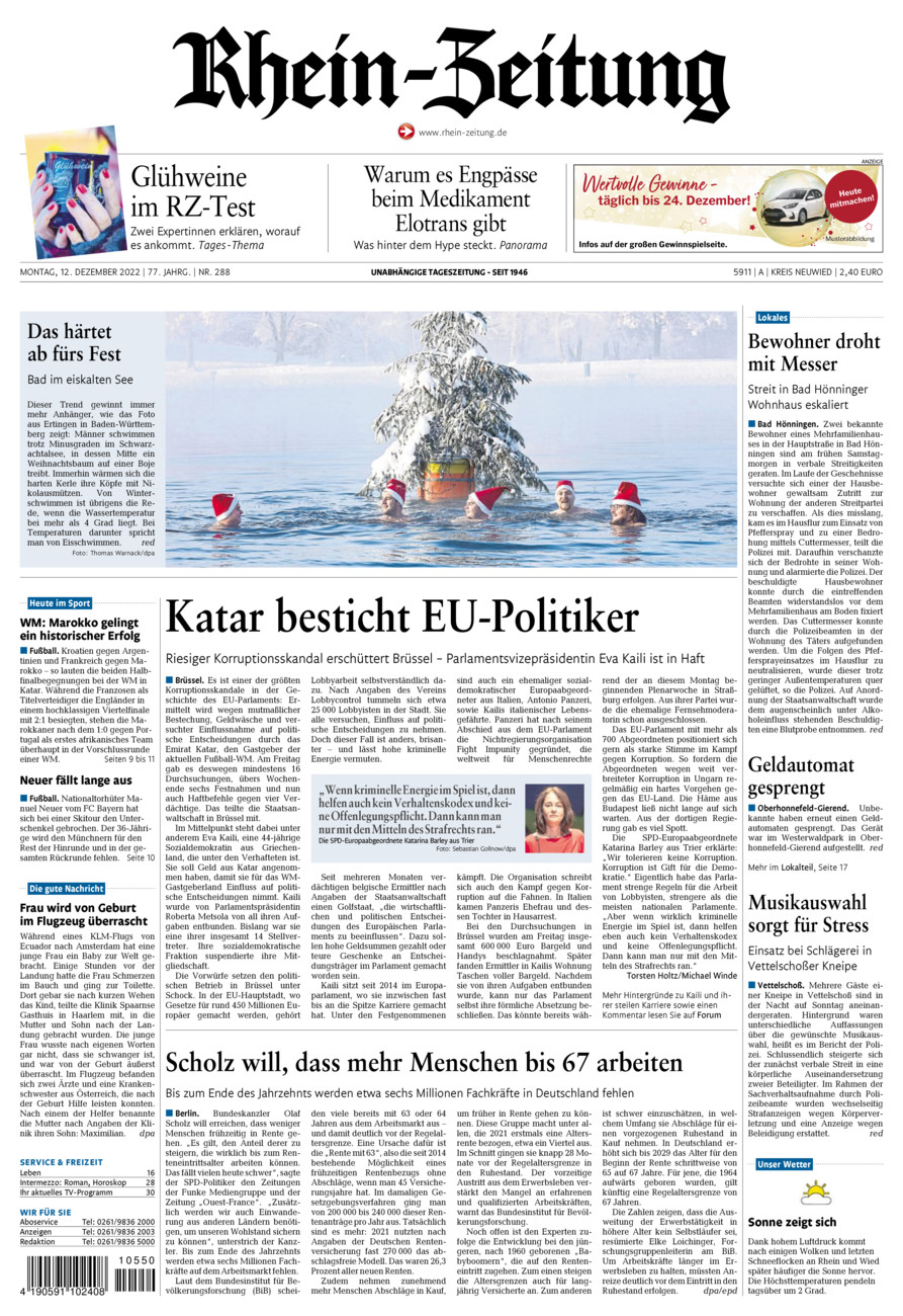 Rhein-Zeitung Kreis Neuwied vom Montag, 12.12.2022