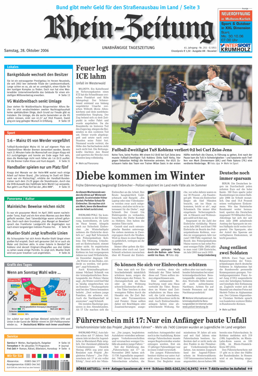 Rhein-Zeitung Kreis Neuwied vom Samstag, 28.10.2006