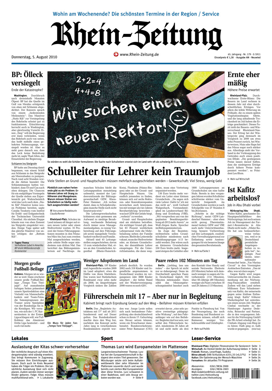 Rhein-Zeitung Kreis Neuwied vom Donnerstag, 05.08.2010