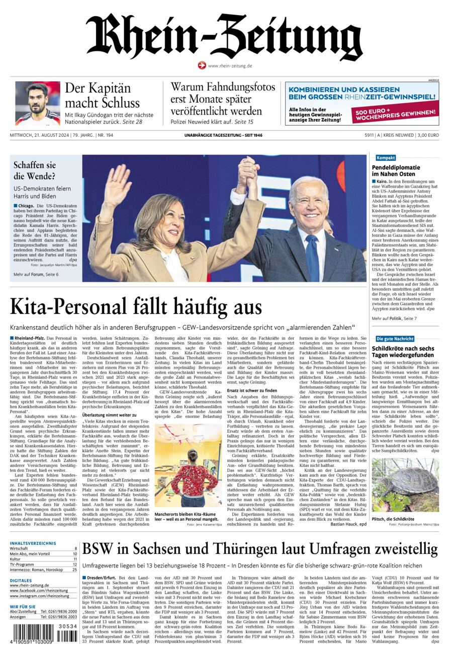 Rhein-Zeitung Kreis Neuwied vom Mittwoch, 21.08.2024