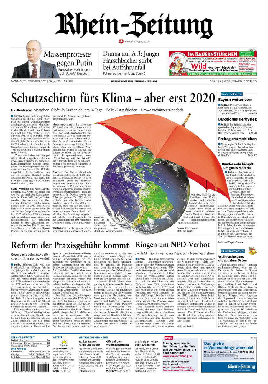 Rhein-Zeitung Kreis Neuwied vom Montag, 12.12.2011
