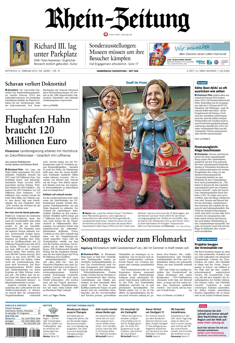 Rhein-Zeitung Kreis Neuwied vom Mittwoch, 06.02.2013