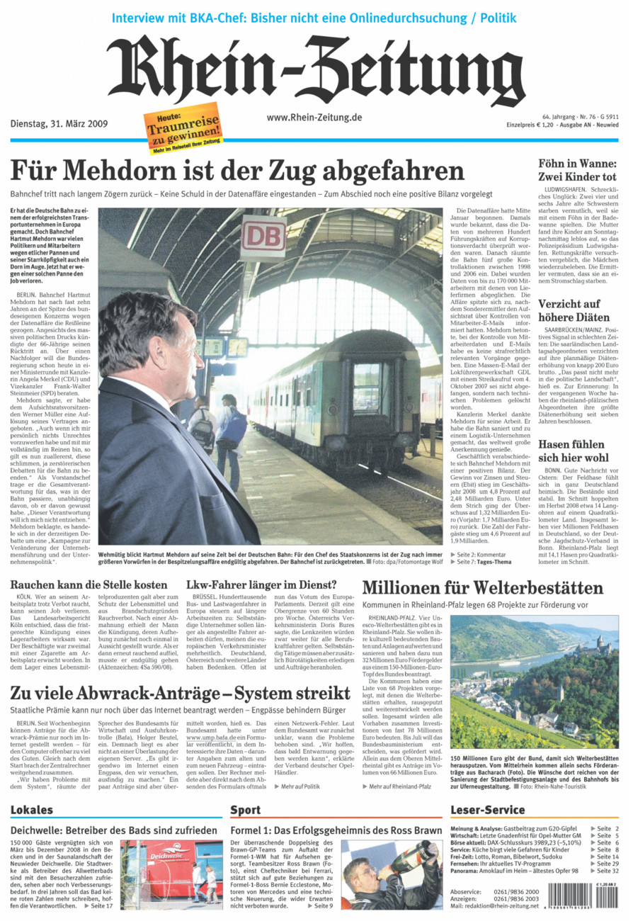 Rhein-Zeitung Kreis Neuwied vom Dienstag, 31.03.2009