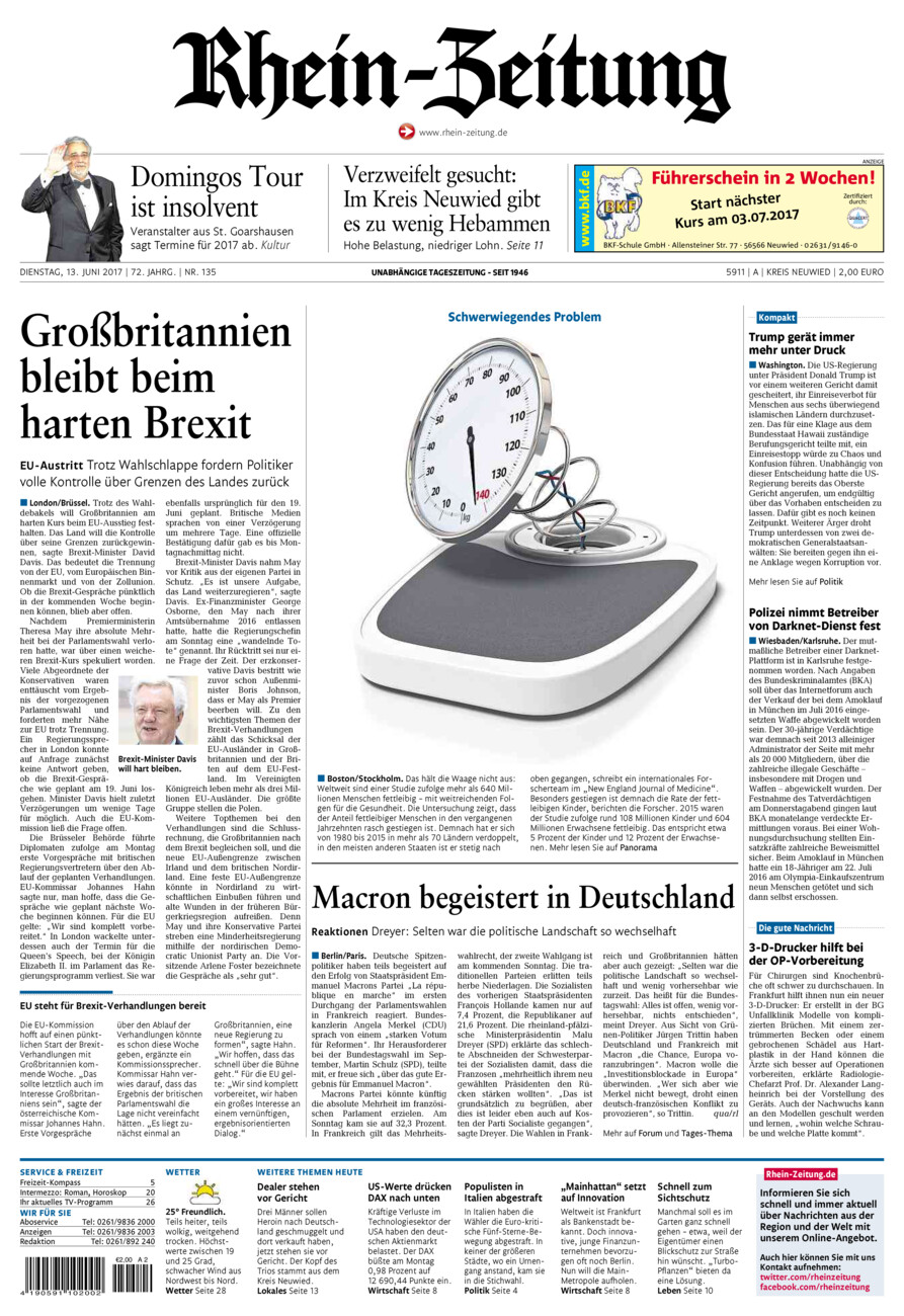 Rhein-Zeitung Kreis Neuwied vom Dienstag, 13.06.2017