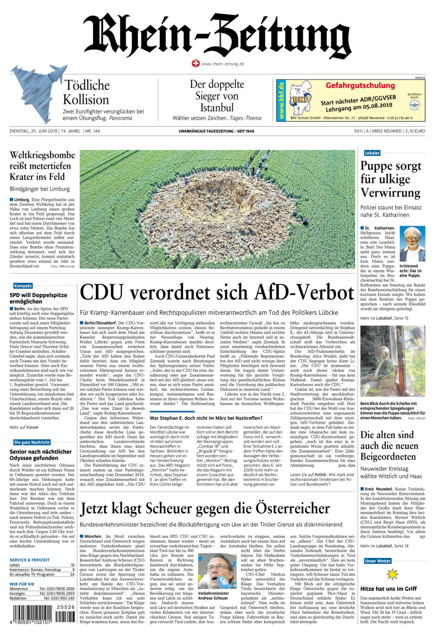 Rhein-Zeitung Kreis Neuwied vom Dienstag, 25.06.2019