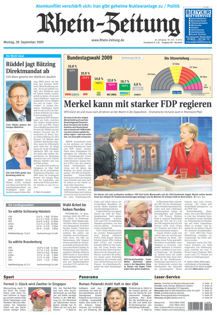Rhein-Zeitung Kreis Neuwied vom Montag, 28.09.2009