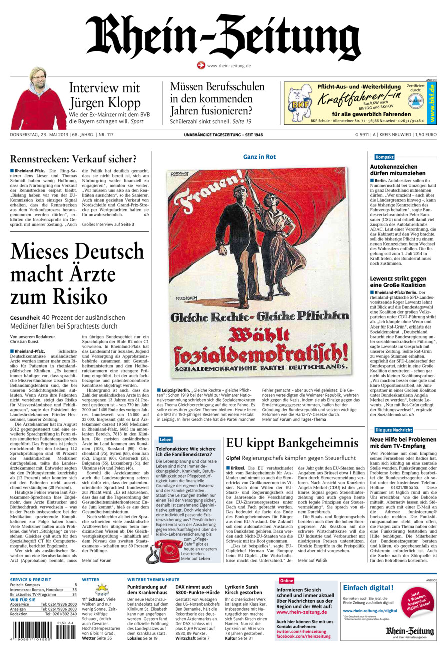 Rhein-Zeitung Kreis Neuwied vom Donnerstag, 23.05.2013