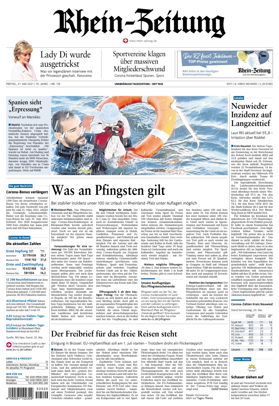Rhein-Zeitung Kreis Neuwied vom Freitag, 21.05.2021