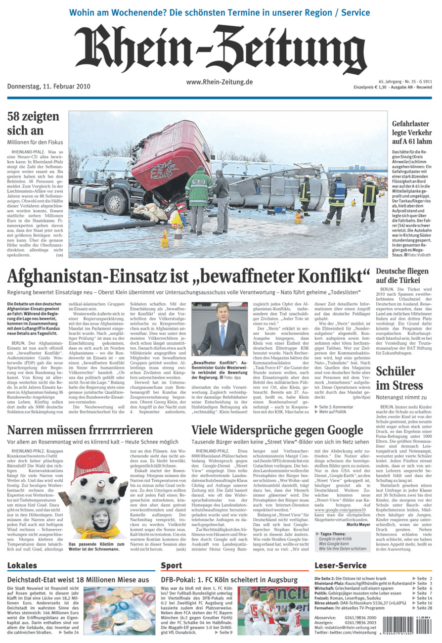 Rhein-Zeitung Kreis Neuwied vom Donnerstag, 11.02.2010