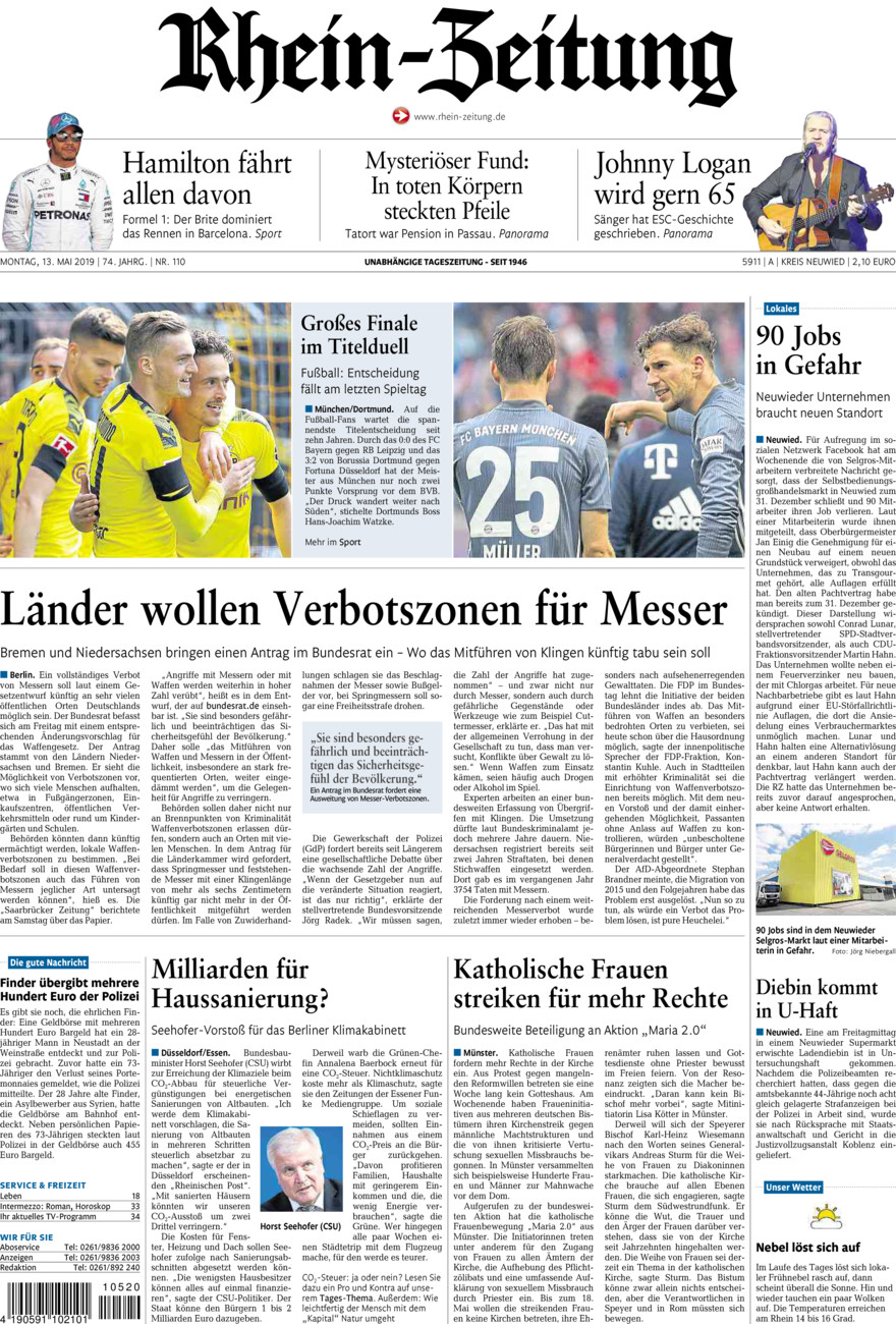 Rhein-Zeitung Kreis Neuwied vom Montag, 13.05.2019