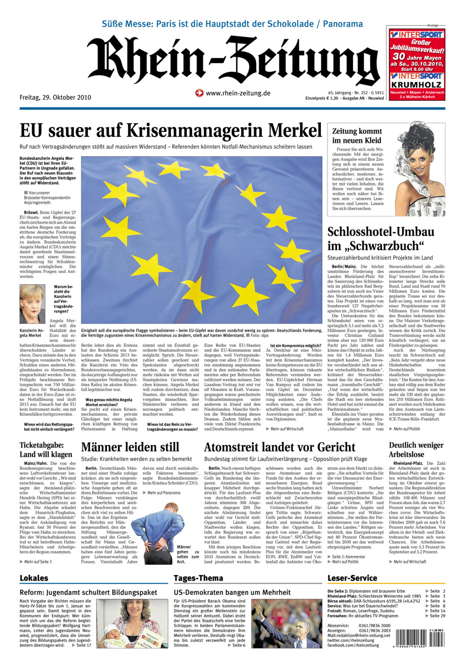 Rhein-Zeitung Kreis Neuwied vom Freitag, 29.10.2010
