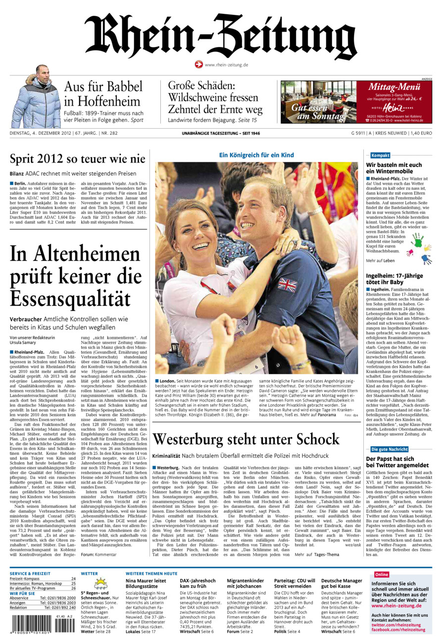 Rhein-Zeitung Kreis Neuwied vom Dienstag, 04.12.2012