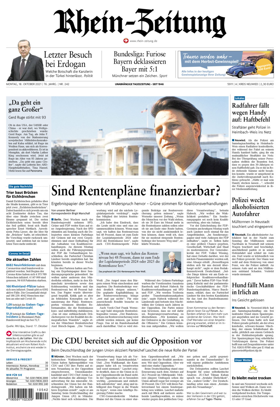 Rhein-Zeitung Kreis Neuwied vom Montag, 18.10.2021