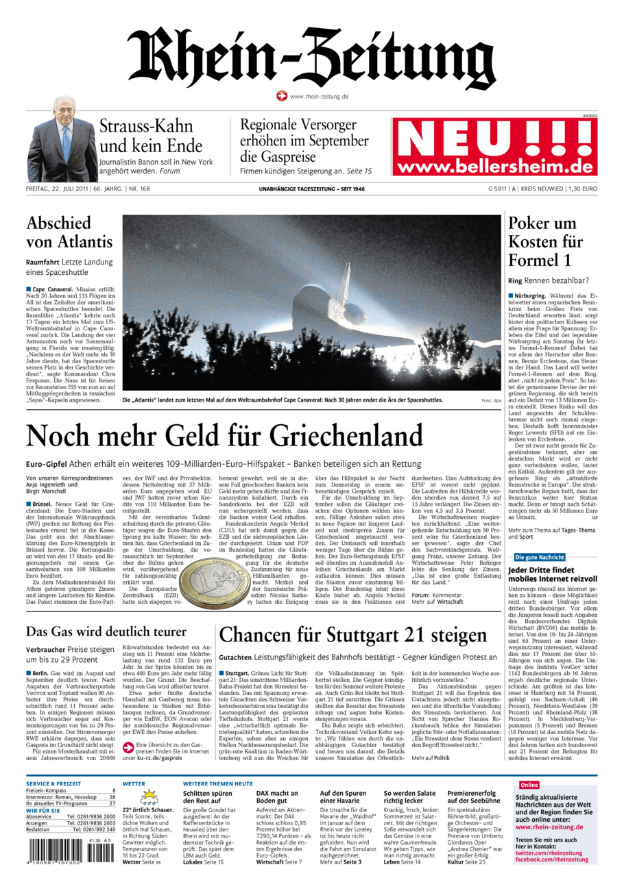 Rhein-Zeitung Kreis Neuwied vom Freitag, 22.07.2011