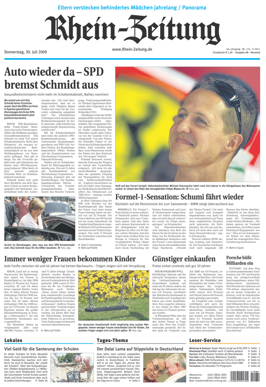 Rhein-Zeitung Kreis Neuwied vom Donnerstag, 30.07.2009