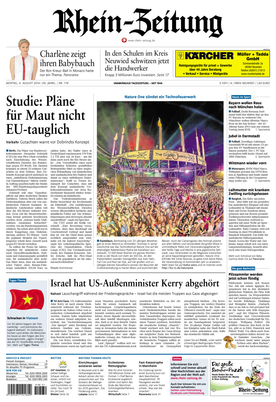 Rhein-Zeitung Kreis Neuwied vom Montag, 04.08.2014
