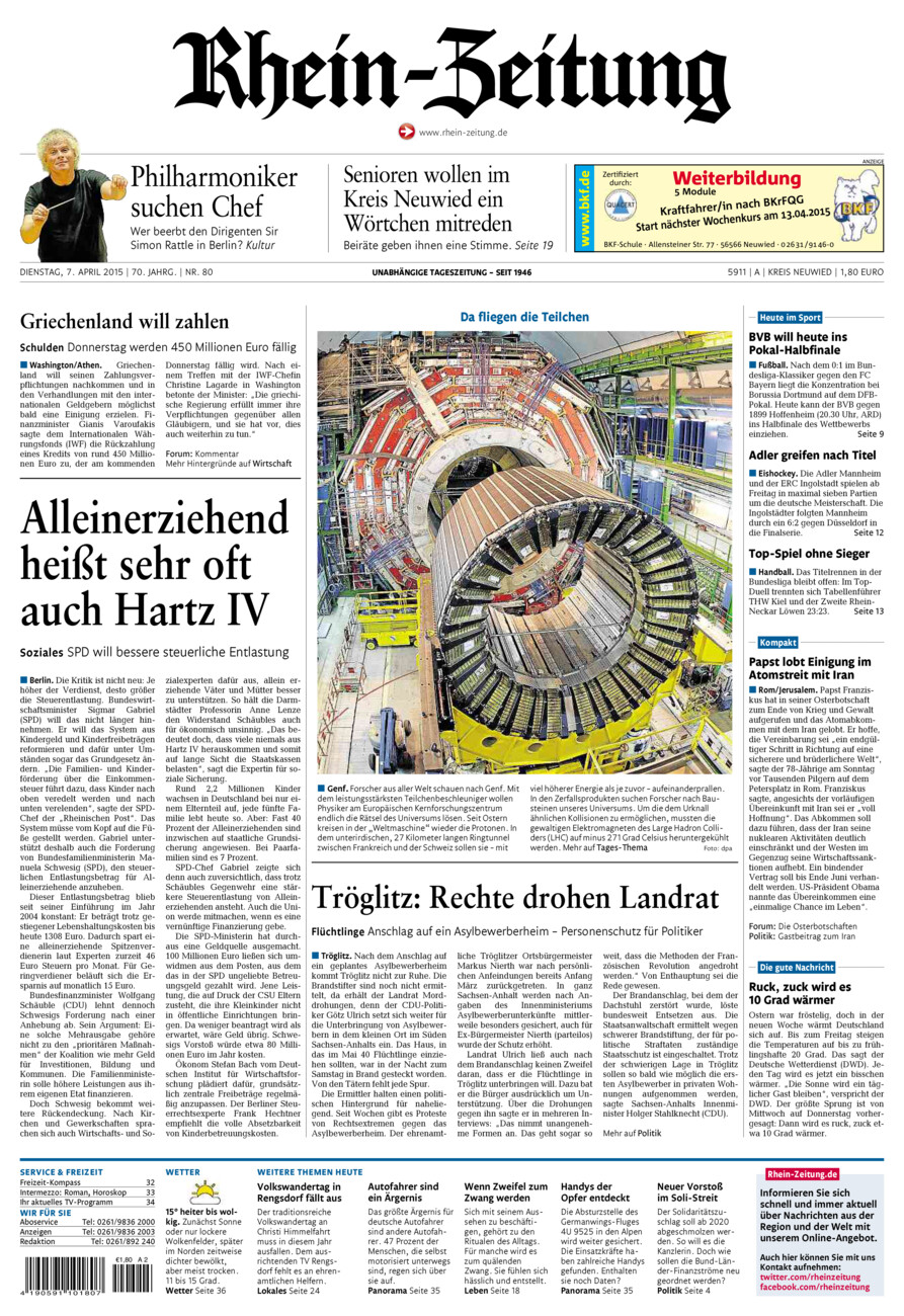 Rhein-Zeitung Kreis Neuwied vom Dienstag, 07.04.2015
