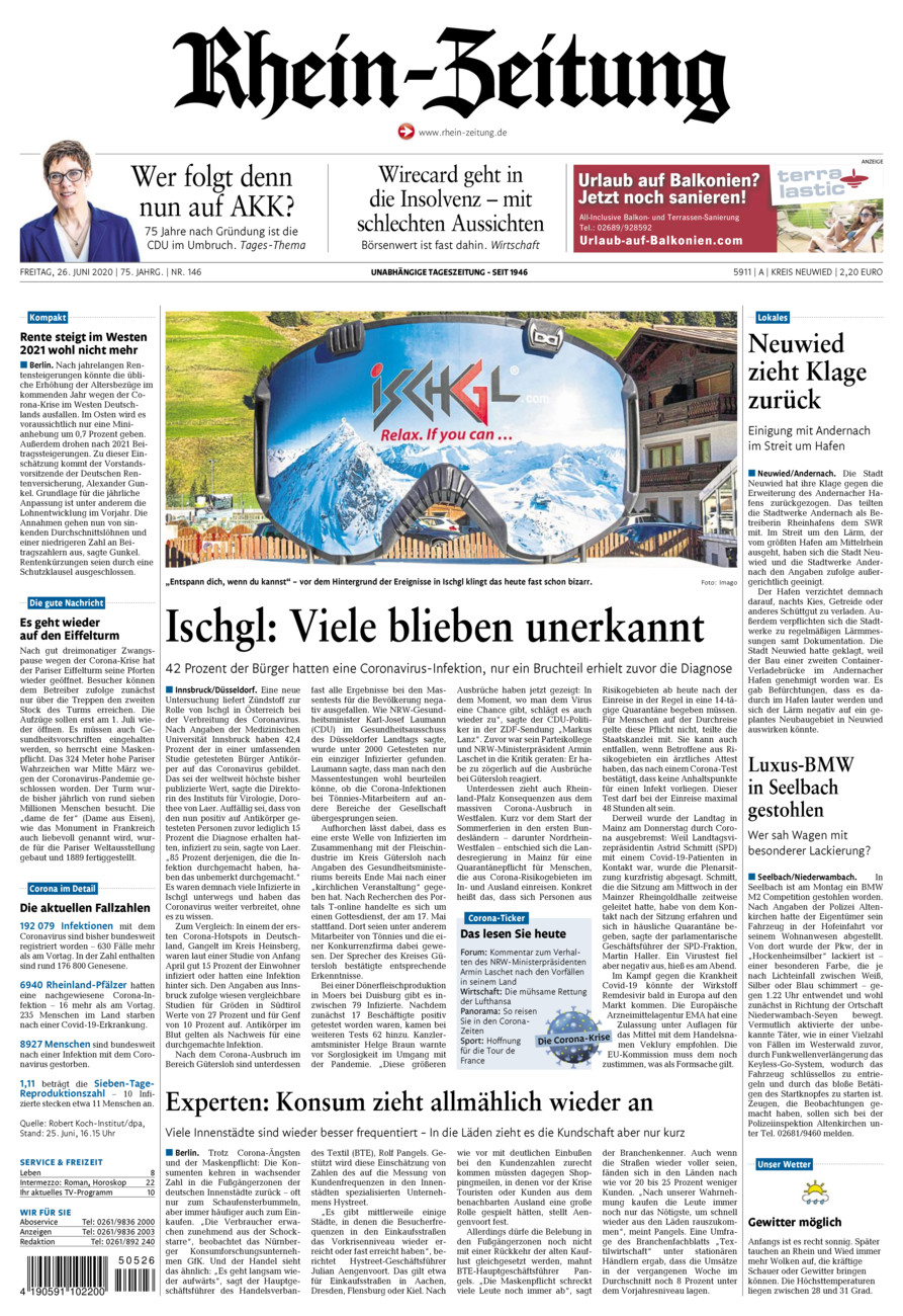 Rhein-Zeitung Kreis Neuwied vom Freitag, 26.06.2020