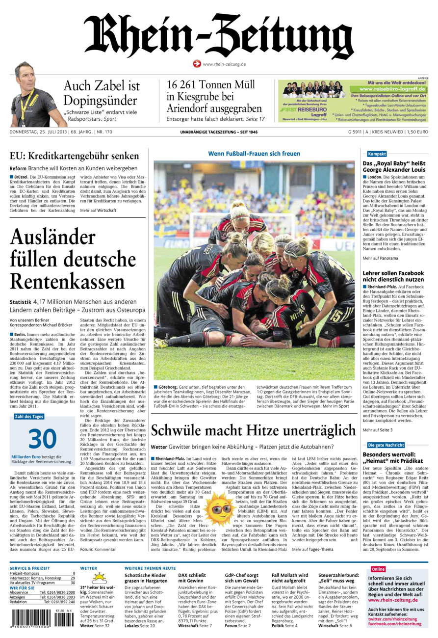 Rhein-Zeitung Kreis Neuwied vom Donnerstag, 25.07.2013