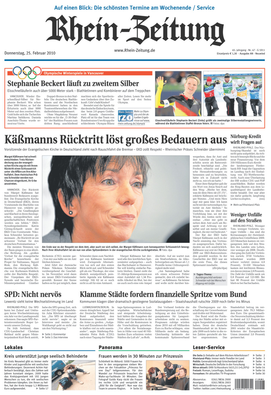 Rhein-Zeitung Kreis Neuwied vom Donnerstag, 25.02.2010
