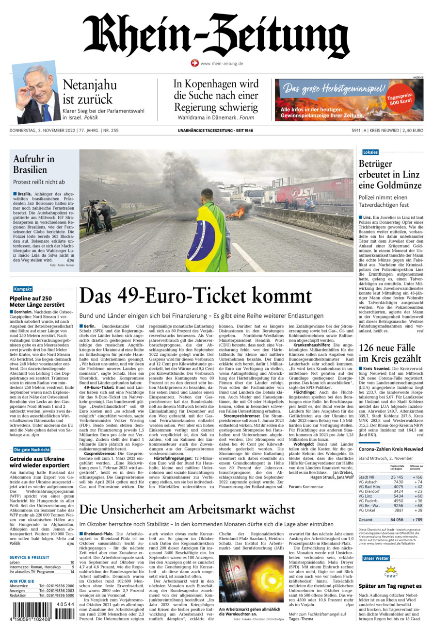 Rhein-Zeitung Kreis Neuwied vom Donnerstag, 03.11.2022