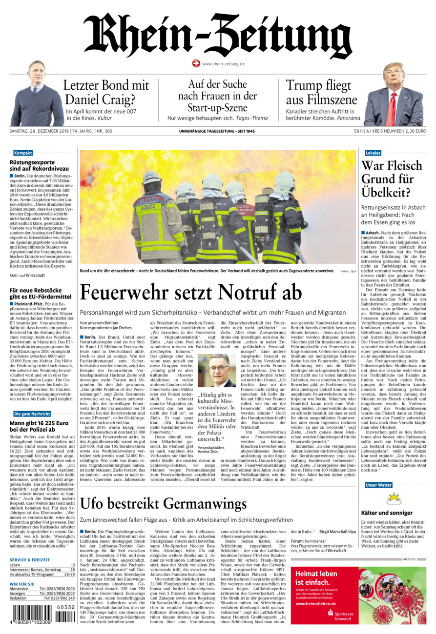 Rhein-Zeitung Kreis Neuwied vom Samstag, 28.12.2019