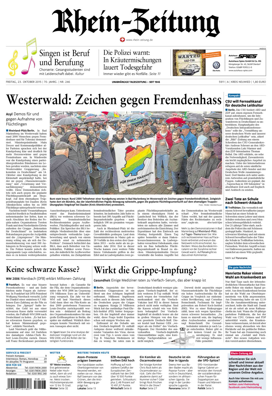 Rhein-Zeitung Kreis Neuwied vom Freitag, 23.10.2015