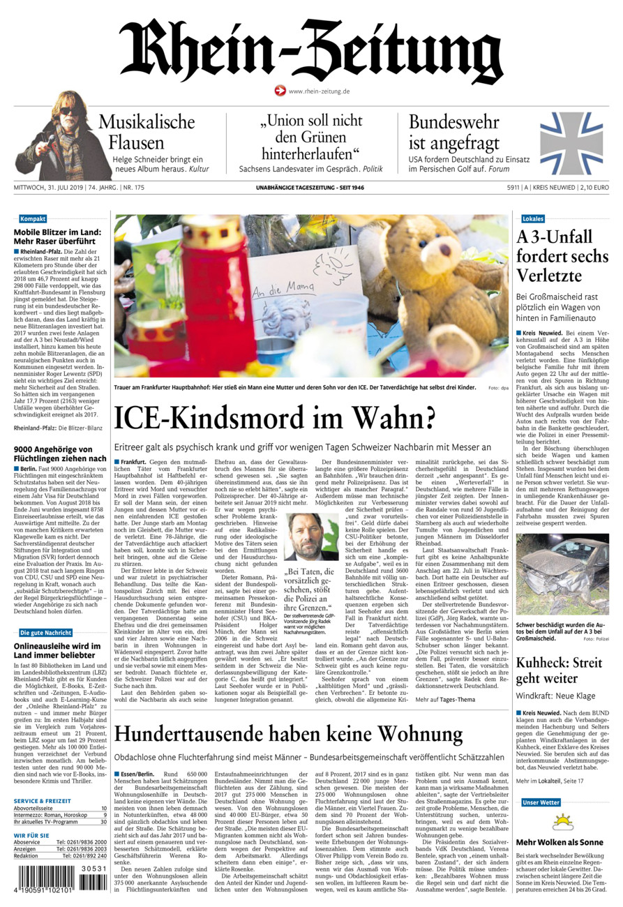 Rhein-Zeitung Kreis Neuwied vom Mittwoch, 31.07.2019