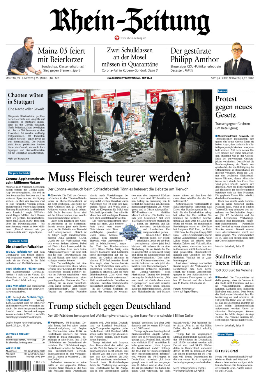 Rhein-Zeitung Kreis Neuwied vom Montag, 22.06.2020