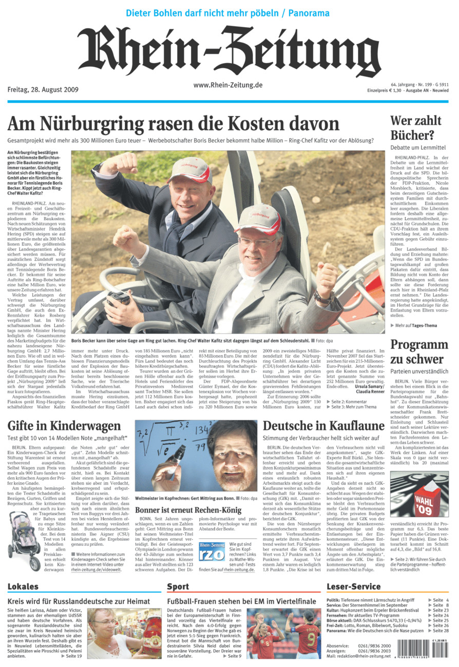 Rhein-Zeitung Kreis Neuwied vom Freitag, 28.08.2009