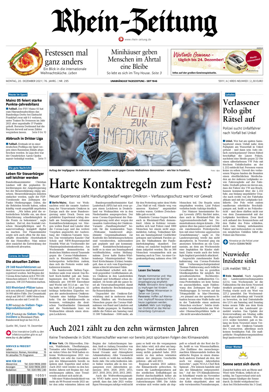 Rhein-Zeitung Kreis Neuwied vom Montag, 20.12.2021