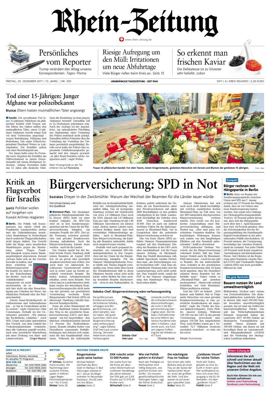 Rhein-Zeitung Kreis Neuwied vom Freitag, 29.12.2017
