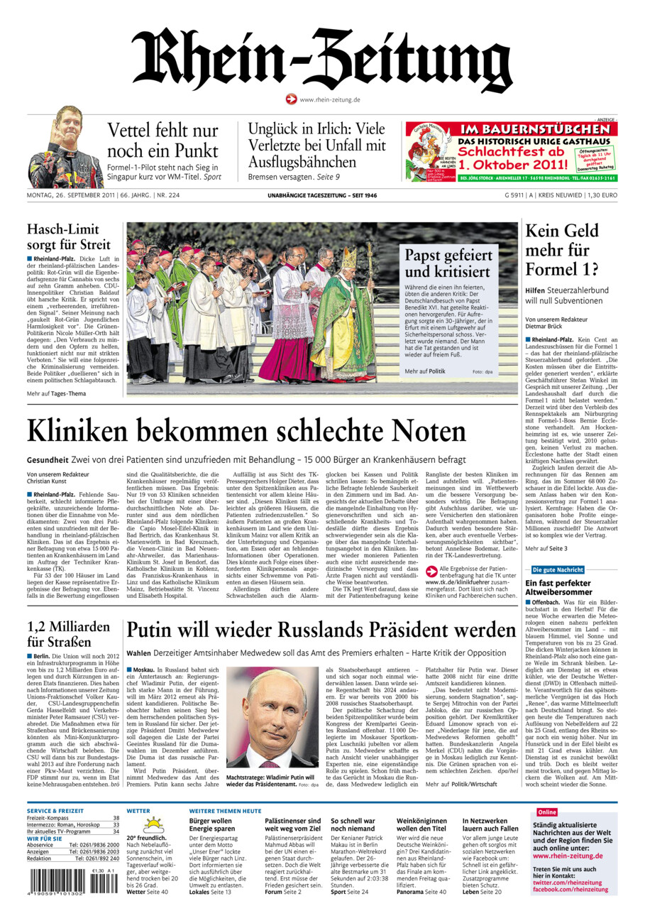 Rhein-Zeitung Kreis Neuwied vom Montag, 26.09.2011
