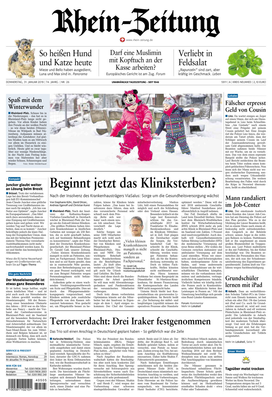 Rhein-Zeitung Kreis Neuwied vom Donnerstag, 31.01.2019