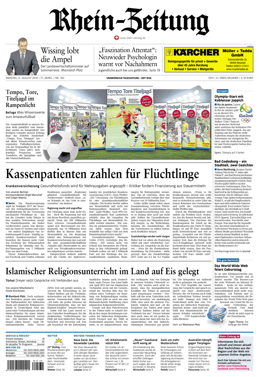 Rhein-Zeitung Kreis Neuwied vom Samstag, 06.08.2016