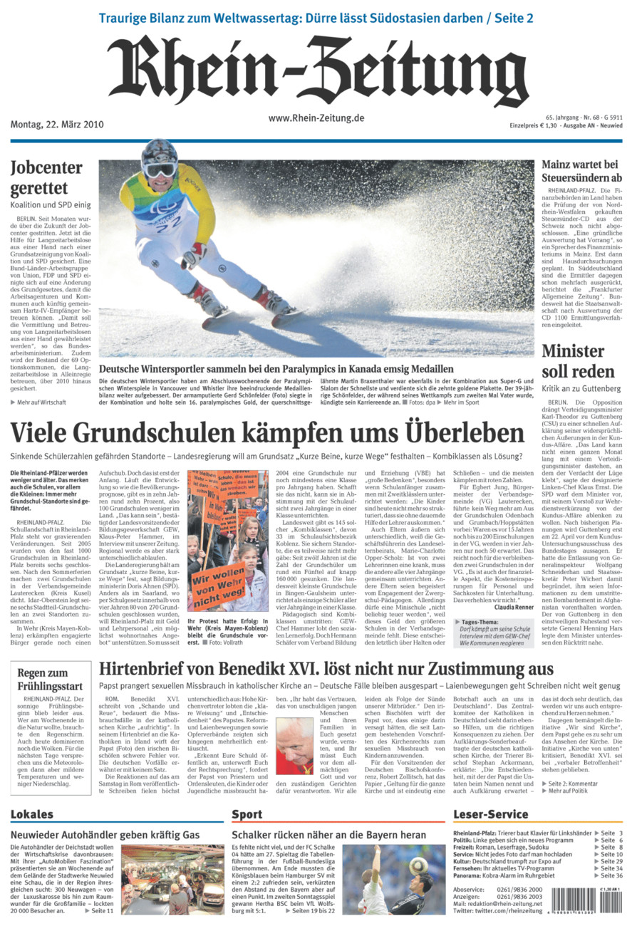Rhein-Zeitung Kreis Neuwied vom Montag, 22.03.2010