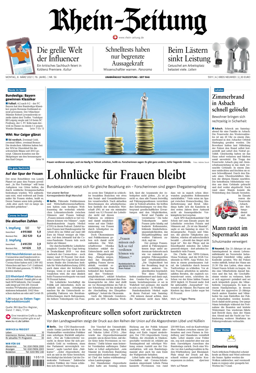 Rhein-Zeitung Kreis Neuwied vom Montag, 08.03.2021